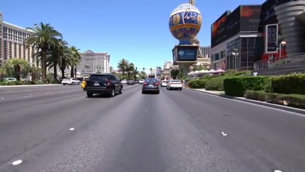 Las Vegas Strip Direzione Nord Driving Plates Nevada Usa Parigi — Video Stock
