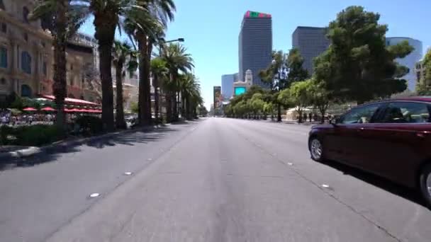 Las Vegas Strip Southbound Driving Plates Nevada Usa Bei Bellagio — Stockvideo