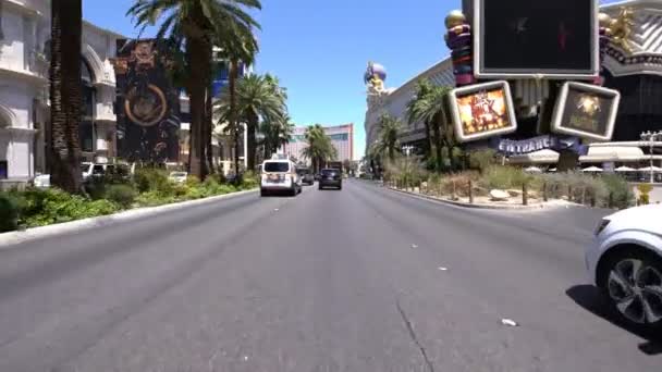 Las Vegas Strip Northbound Driving Plates Nevada Usa Harrahs — Stock video