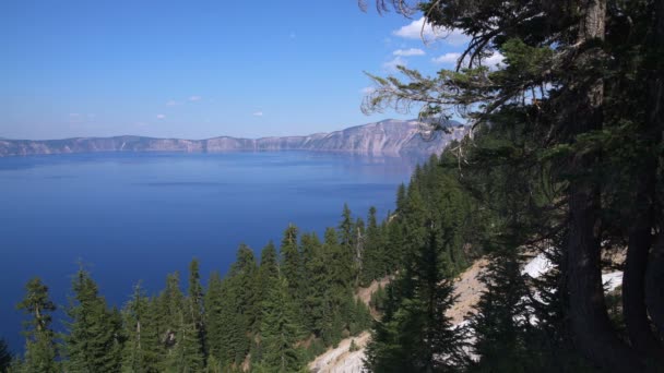 Crater Lake National Park Rim Trail Oregon Usa Snow Forest — 图库视频影像