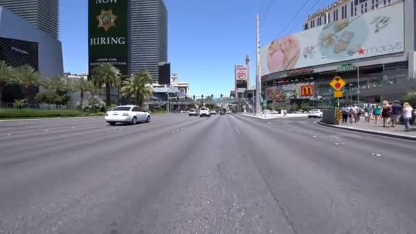 Las Vegas Strip Northbound Driving Plates Nevada Usa Hermon Ave — Stock video