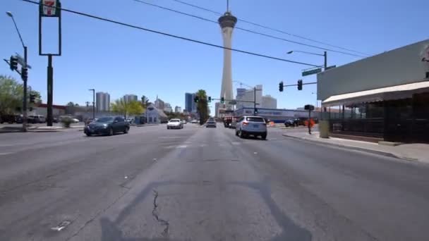 Las Vegas Blvd Southbound Downtown Driving Plates Nevada Amerikai Egyesült — Stock videók