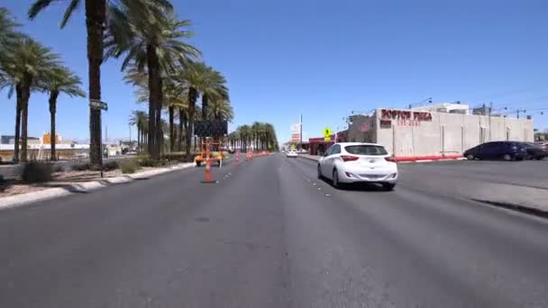 Las Vegas Blvd Northbound Downtown Driving Plates Nevada Eua Capela — Vídeo de Stock