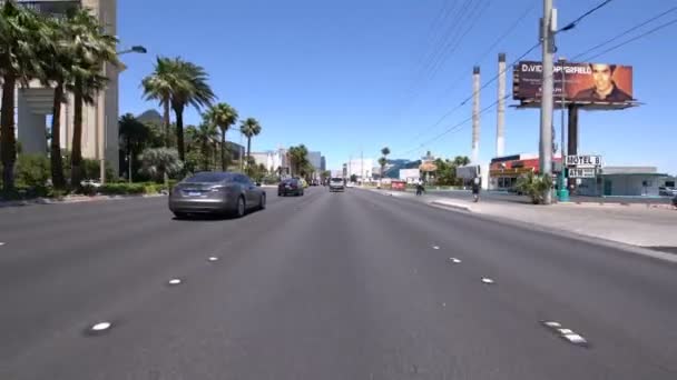 Las Vegas Strip Northbound Driving Plates Nevada Usa Mandalay Bay — Stock video