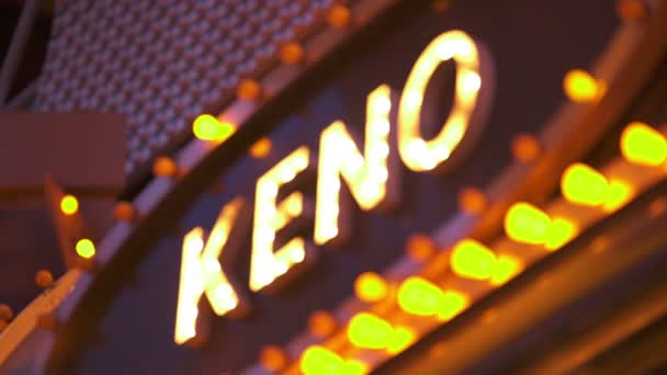 Las Vegas Casino Keno Neon Sign Fokus Und Aus Nevada — Stockvideo