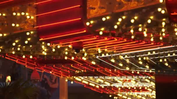 Las Vegas Casino Red Yellow Neon Bar Schilder Nevada Usa — Stockvideo