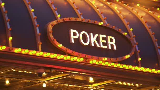 Las Vegas Casino Poker Neon Sign Nevada Verenigde Staten — Stockvideo