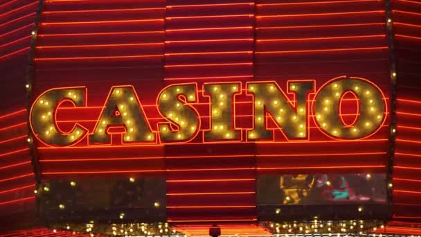 Las Vegas Red Yellow Casino Neon Signs Nevada Usa — стокове відео