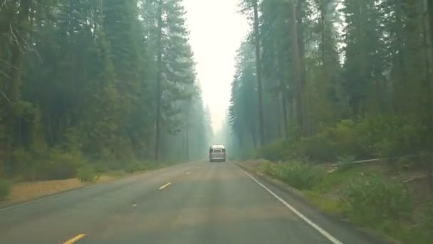 Crater Lake National Park Wildfire 2017 Guidare Attraverso Fumo Oregon — Video Stock