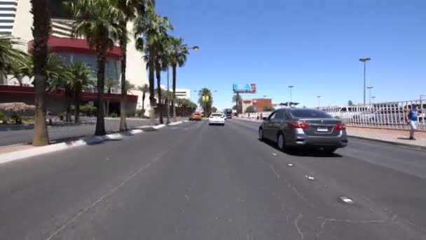 Las Vegas Blvd Northbound Downtown Driving Plates Nevada Usa Stratosphere — Stock Video
