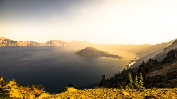 Crater Lake National Park Time Lapse Wildfire Smoke Moving — Stock Video