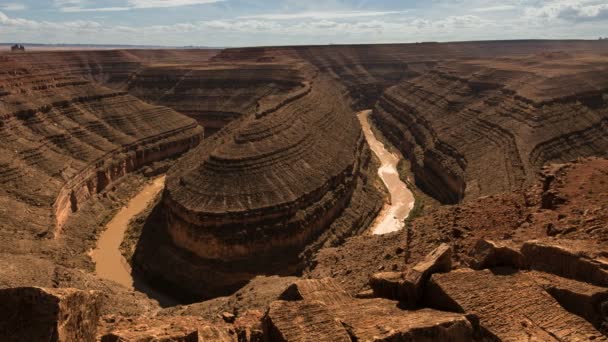 Goosenecks State Park Time Lapse San Juan River Utah Pan — Vídeo de stock