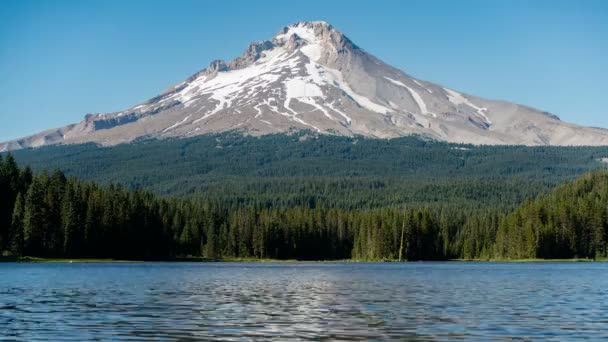 Monte Hood Pico Del Lago Trillium Oregon Time Lapse — Vídeos de Stock