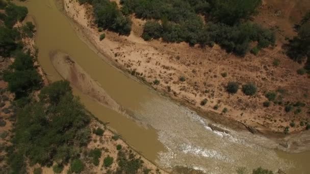 Utah Desert Canyon Und Virgin River Aerial Shot Außerhalb Des — Stockvideo