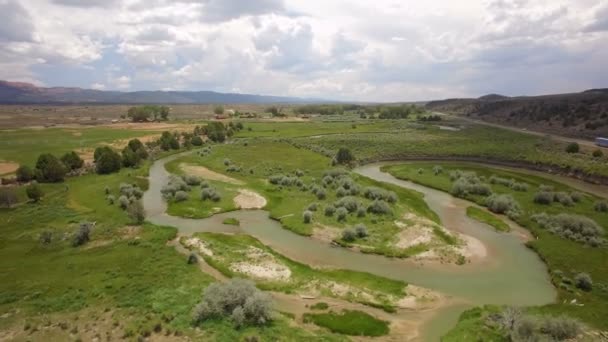 Ampliamento Sevier Fiume Prato Nello Utah Aerial Shot Ruotare Destra — Video Stock