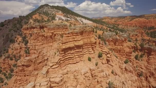 Hoodoos Rock Formation Aerial Skott Red Canyon Utah Bakåt Och — Stockvideo