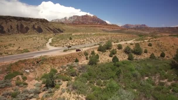 Utah Desert Canyon Luftaufnahme Außerhalb Zion National Park Fly Away — Stockvideo