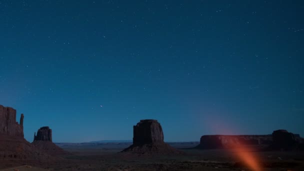 Sternenhimmel Monument Valley Über Merrick Butte Südwesten Der Usa — Stockvideo