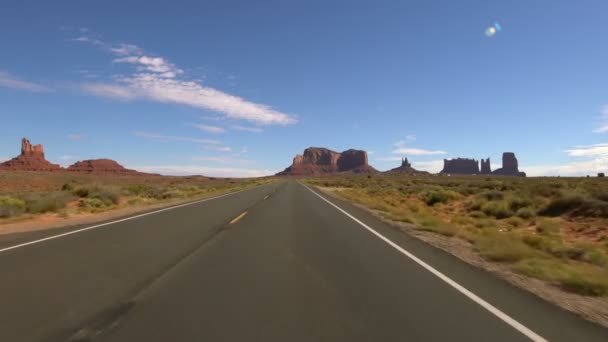 Monument Valley Scenic Byway 163 Northbound Utah Driving Template Південно — стокове відео