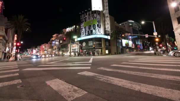 Hollywood Highland Scramble Crosswalk Time Lapse Noite Califórnia Eua — Vídeo de Stock