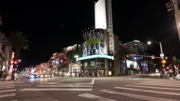 Hollywood Highland Scramble Crosswalk Time Lapse Noite Califórnia Eua — Vídeo de Stock
