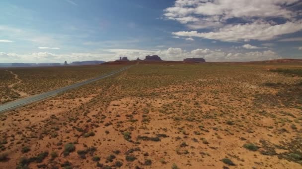 Monument Valley Forrest Gump Point Aerial Shot Highway Southwest Desert — Stock video