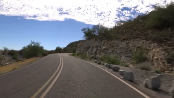 Sonoran Desert Mountain Driving Template Saguaro Cactus Arizona Usa — 图库视频影像