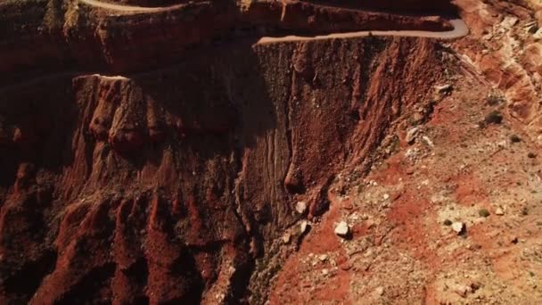 Moki Dugway Aerial Shot Canyon Δρόμοι Αρκούδες Αυτιά Cedar Mesa — Αρχείο Βίντεο