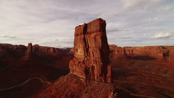 Valley Gods Bears Ears Aerial Shot Southwest Desert Canyon Usa — Stockvideo