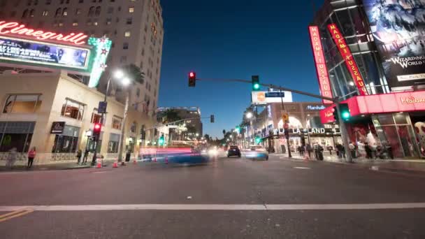 Hollywood Blvd Traffic Crowds Time Lapse Zmierzchu Kalifornia Usa — Wideo stockowe