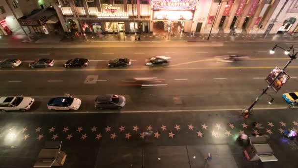 Hollywood Blvd Capitan Teatro Caminhada Fama Time Lapse Night California — Vídeo de Stock