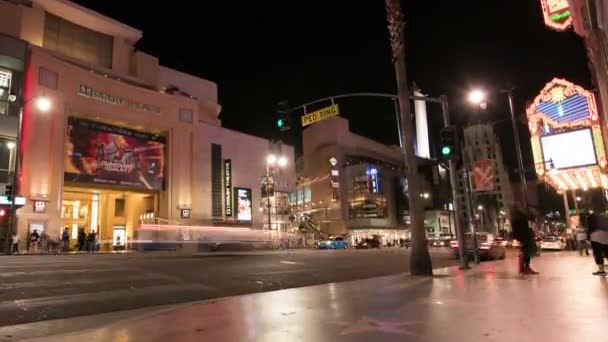 Hollywood Walk Fame Time Lapse Dolby Theater Tilt California Usa — Stok Video