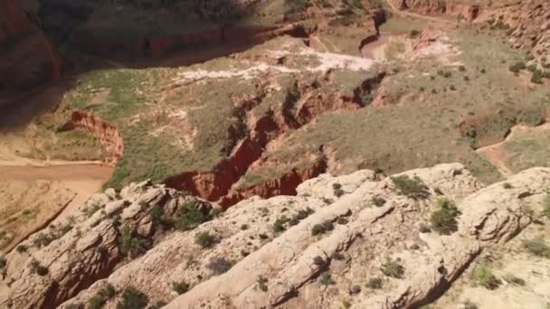 Arizona Rocky Canyon Aerial Shot Winding River Gorge Zuidwesten Van — Stockvideo