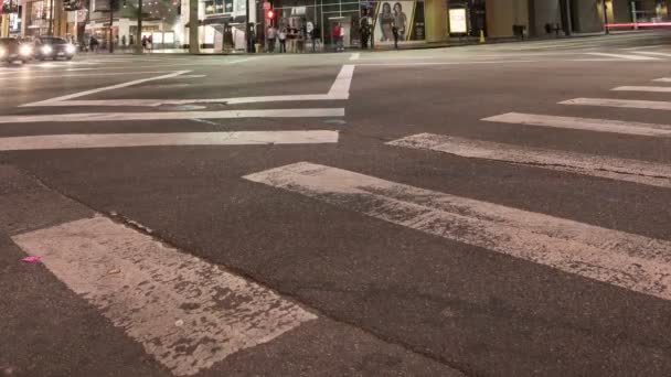 Hollywood Highland Scramble Crosswalk Time Lapse Night Street Califórnia Eua — Vídeo de Stock