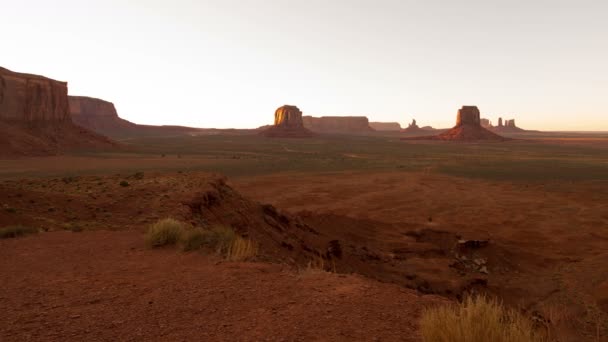 Zeitraffer Bei Sonnenuntergang Monument Valley Artist Point Pan — Stockvideo