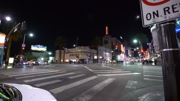 Hollywood Blvd Dolly Shot Scramble Crosswalk Highland California Usa — Stock video