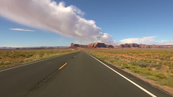 Monument Valley Scenic Byway 163 Southbound Utah Driving Template Південно — стокове відео