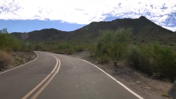 Sonoran Desert Mountain Driving Template Saguaro Cactus Arizona Usa — Stock video