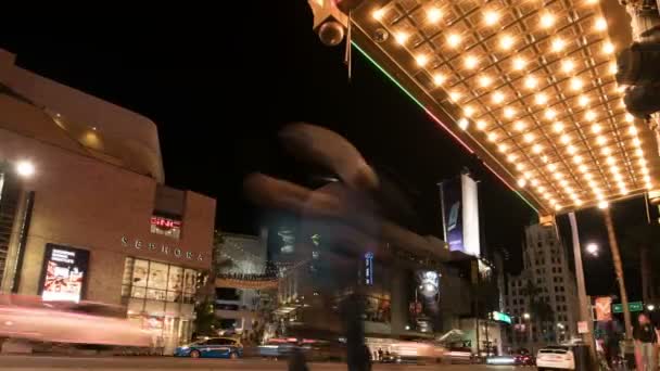 Hollywood Highland Capitan Theater Night Time Lapse Right California Stany — Wideo stockowe