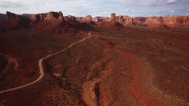 Valley Gods Bears Ears Aerial Shot Southwest Desert Canyon Usa — 비디오