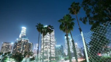 Los Angeles Şehir Merkezi: Gökdelenler Otoyol Trafiği Zaman aşımı: Palm Trees California ABD