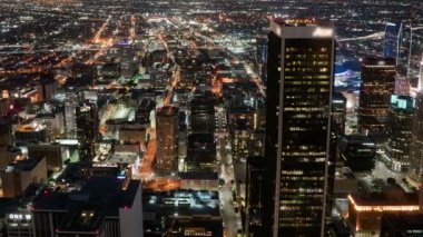 Los Angeles Şehir Merkezi 'nden Güney LA Gece Kenti Zaman Dönemi Pan L California ABD