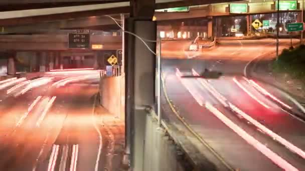 Freeway Traffic Los Angeles Downtown Time Lapse California Usa Pan — Stock Video