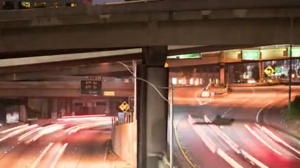 Автострада Лос Анжелесі Центрі Міста Часовим Запізненням California Usa Pan — стокове відео