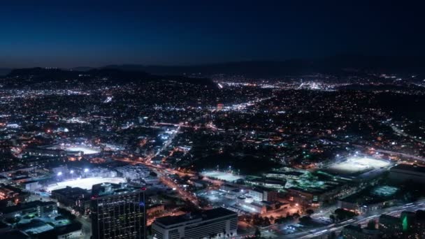 Aerial Time Lapse Los Angeles Downtown Hacia Hollywood Pan California — Vídeos de Stock