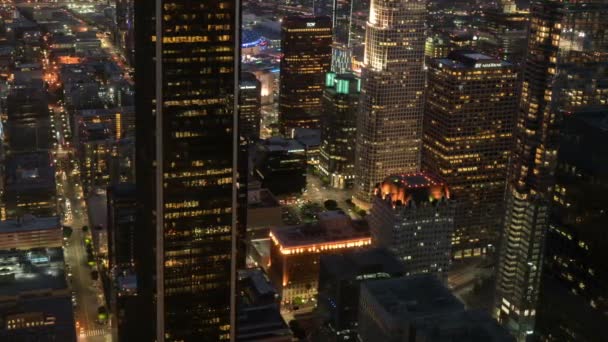 Los Angeles Downtown Financial District Drapacze Chmur Zachód Słońca Nocy — Wideo stockowe