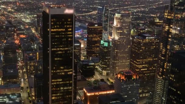 Los Angeles Downtown Financial District Skyskrapor Sunset Night Time Lapse — Stockvideo