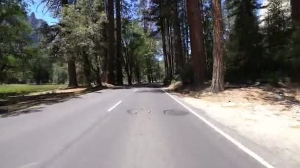 Yosemite National Park Plantilla Conducción Valle Bosque California — Vídeos de Stock