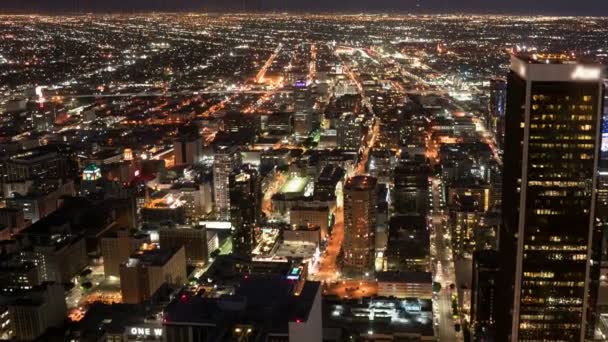 Los Angeles Downtown South Night Cityscape Time Lapse Tilt California — стокове відео