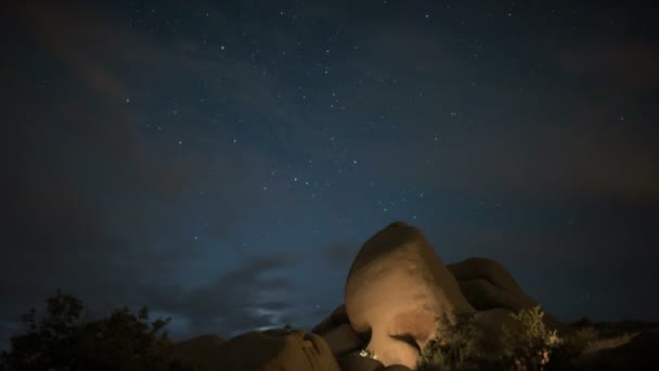ジョシュア ツリー国立公園のスカルロックで日の出までの金星上昇 カリフォルニア — ストック動画